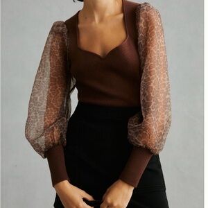 Dolan Anthropologie puff sleeve sweater XSP NWT